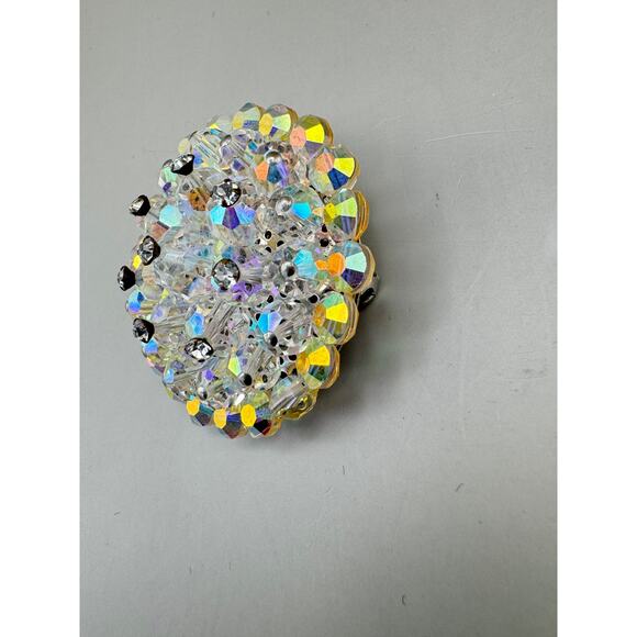 Vintage Aurora Borealis Crystal Brooch Pin - Picture 8 of 9